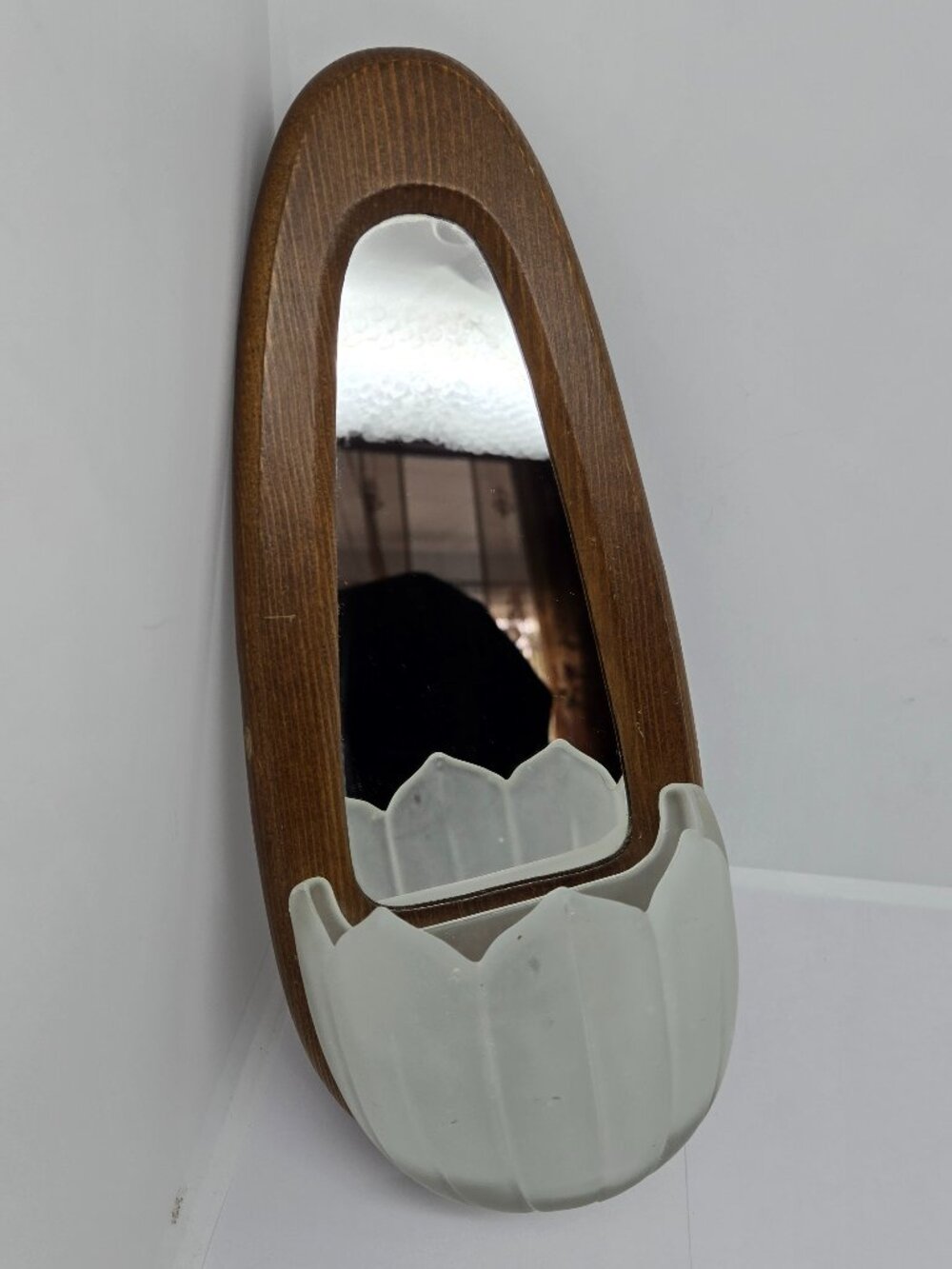 House of Lloyd Teardrop Wall Mirror Sconce with Tulip Frosted Glass 1989